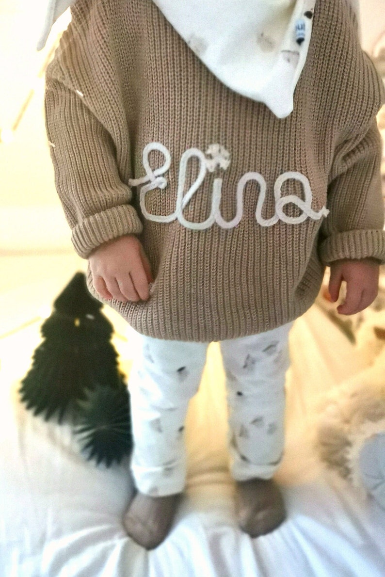 Grobstrick Pullover mit Personalisierung chunky knit sweater personalized personalisierte pullover namenspullover Name sweater Bild 7