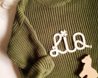 Chunky knit sweater with personalization, personalized name sweater