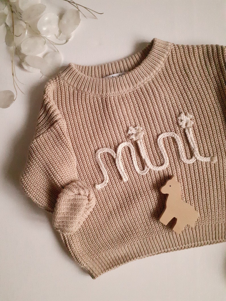 Grobstrick Pullover mit Personalisierung chunky knit sweater personalized personalisierte pullover namenspullover Name sweater Bild 1