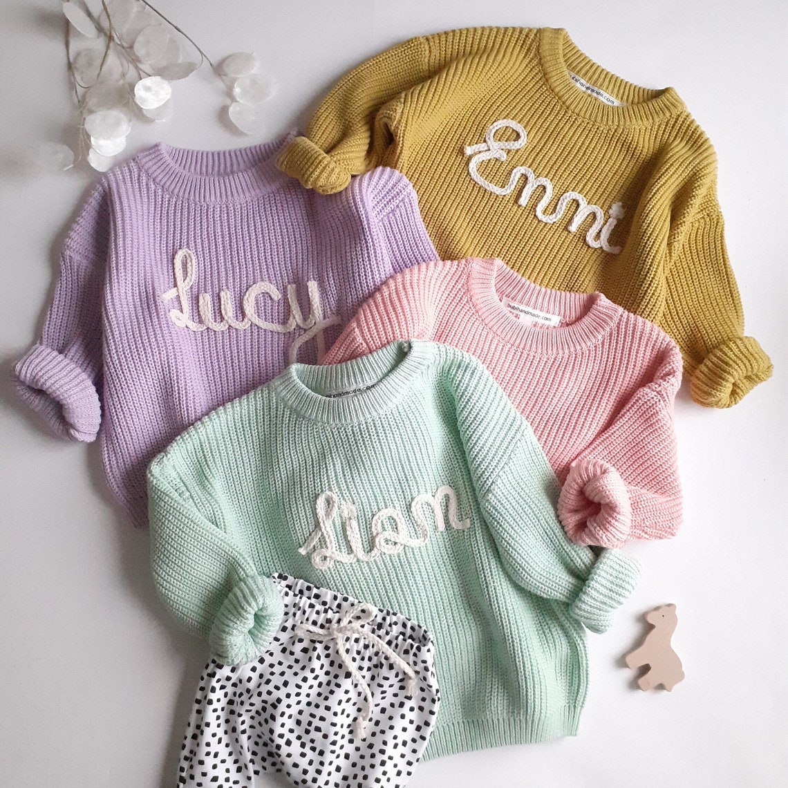 Personalisiertes Baby Strickjacke Mit Namen - Baumwolle Pullover Für Kinder Mit Stickerei