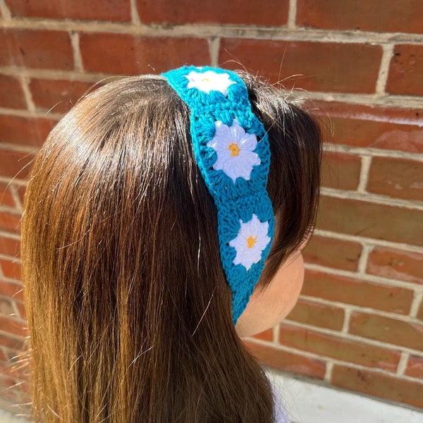 Daisy Crochet Headband Pattern PDF, Crochet Headband, Boho Crocheted Headband Crochet Headwear, Daisy Headband