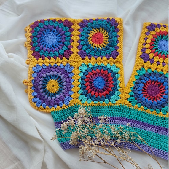 Granny Square Crop Top,long Sleeve Top,crochet Crop Sweater,festival Top , crochet Patchwork Top -  Canada