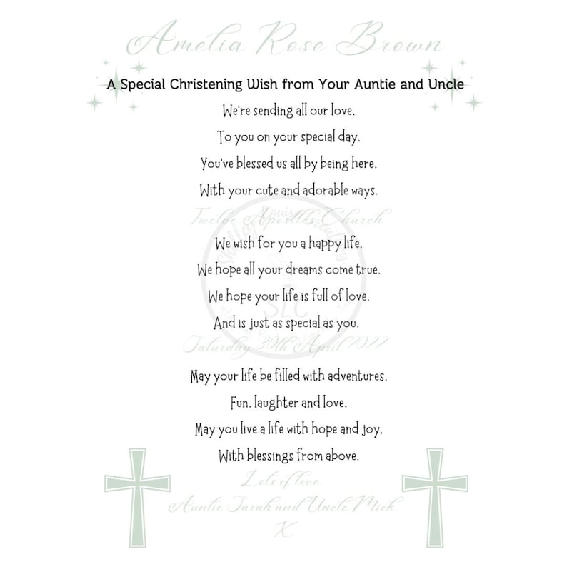 Christening Poem Print Gift Grandson Granddaughter Goddaughter Etsy
