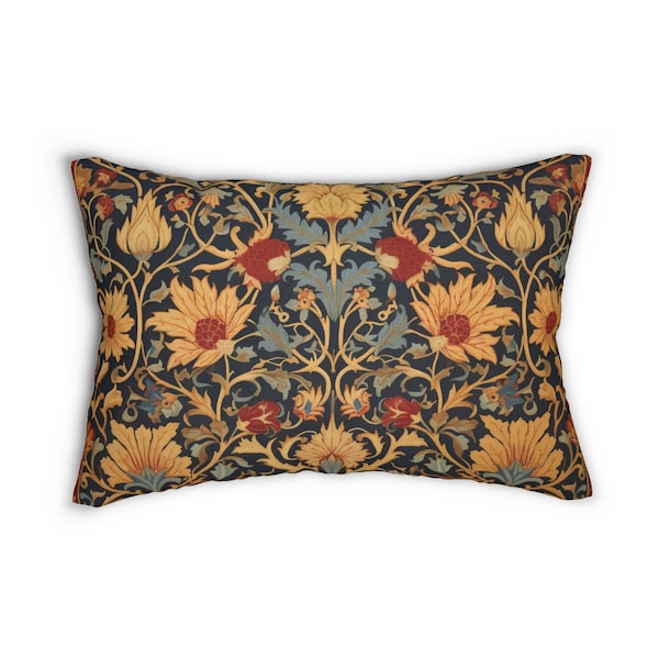 Lumbar Pillow William Morris Inspired Holland Park Art Nouveau Art Vintage Cushion Decor Hypo-Allergenic Lumbar Pillow