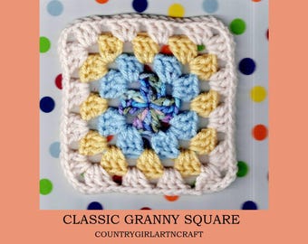 Classic Granny Square Crochet Pattern  Beginner Friendly Tutorial  Digitial Download Two Bonus Patterns