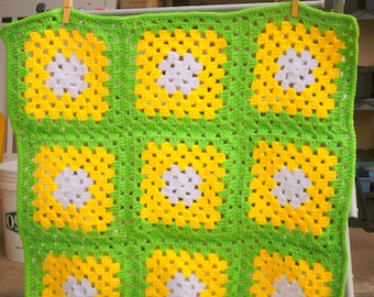 Granny Square Baby Blanket Set Handmade Crochet Gift for Newborn or Baby Shower