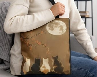 Bezaubernde Shabby Chic Katzen Geldbörse Unter dem Mond