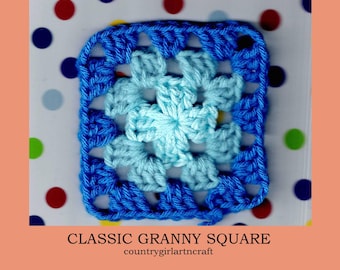Classic Granny Square Crochet Pattern Beginner Friendly Tutorial - Digital Download - Bonus Patterns