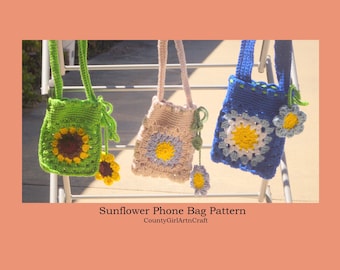 Crochet Flower Bag Pattern: Granny Square Purse DIY (Digital Download in PDF)