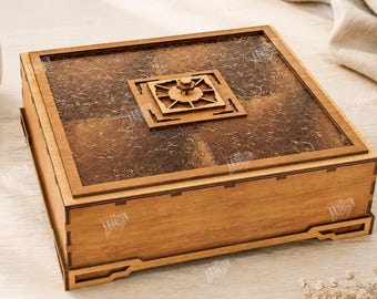 Wooden Storage Box SVG - Laser Cut Organizer Box - Decorative Keepsake Box With Lid - Modular Desk Storage - Plywood Box svg