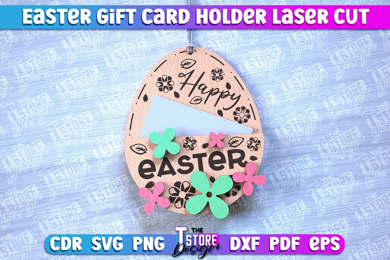 Easter Gift Card Holder Laser Cut SVG Bundle | Easter Bunny Card Holder ...