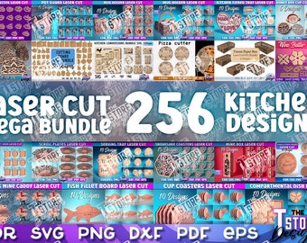 Kitchen Laser Cut Mega Bundle | Coasters CNC Files | Kitchen Mega Engraving Bundle | Kitchen Laser Design