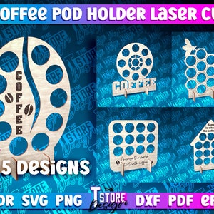 Coffee Pod Holder Laser Cut SVG Bundle | Pod Holder Engraver SVG File | Coffee Pod Holder Engraving