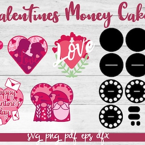 Torta di San Valentino SVG Bundle / Money Holder SVG Design / Paper Crafts