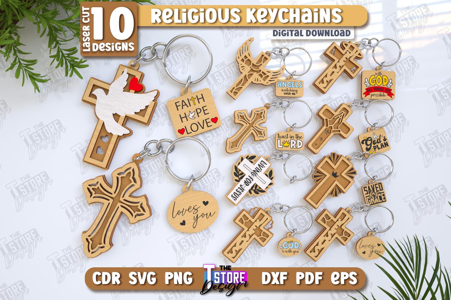 Religouse Keychains Religious Keychains Laser Cut Bundle, Christian Cross Keychains ...