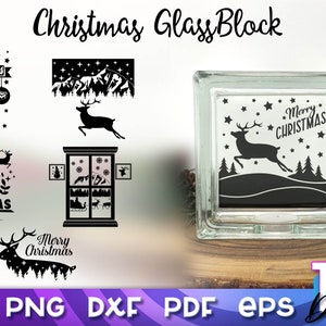 Glass Block SVG | Christmas Glass Block Designs | Reindeer SVG | Merry Christmas svg | Xmas Decor