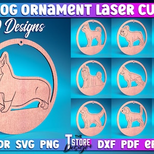 Dog Ornamet Laser Cut SVG Bundle  | Dog Ornament Laser Cut SVG Design | CNC Files