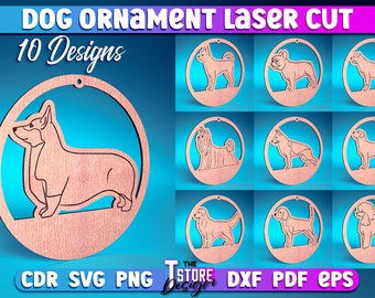 Dog Ornamet Laser Cut SVG Bundle  | Dog Ornament Laser Cut SVG Design | CNC Files