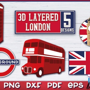 3D Layered London Design SVG Bundle | Paper Cut Design