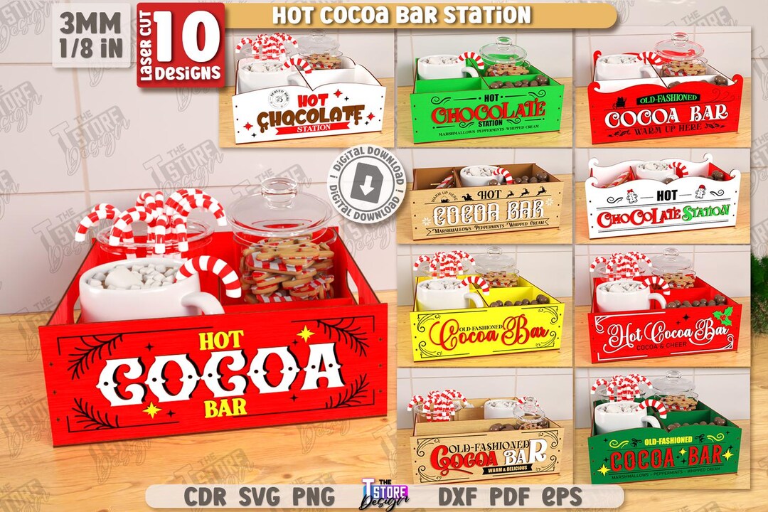 3d Hot Cocoa Bar Station Laser Cut Bundle, Cocoa Racks, Hot Cocoa Bar ...