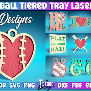 Basetball Tiered Tray Laser Cut SVG Bundle | Sport Tiered Tray SVG Design | Laser Cut Files