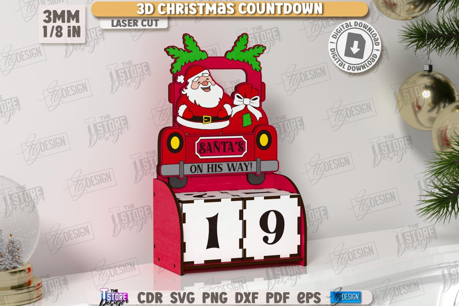 3d Christmas Countdown Laser Cut Bundle, Days Until Christmas Countdown ...