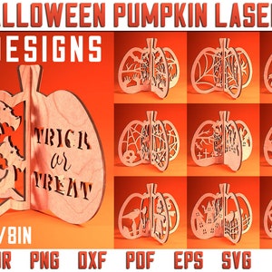 3D Halloween Pumpkin Laser Cut SVG Bundle | Halloween Pumpkin Laser SVG Design | CNC Files