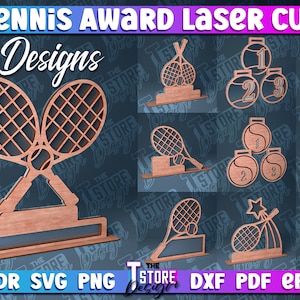 Tennis Award Trophy Laser Cut SVG Bundle | Sport Award Trophy SVG Design | Tennis Award Laser Cut Files