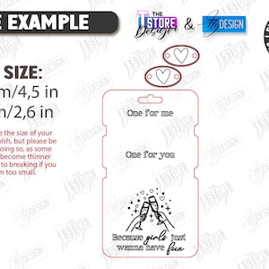 K&ouml;nnte beinhalten: Ein digitales Download-Design mit dem Text "One for me" und "One for you". Das Design enth&auml;lt zwei herzf&ouml;rmige Elemente und eine Grafik von zwei ansto&szlig;enden Sektgl&auml;sern mit dem Satz "Because girls just wanna have fun". Durchschnittliche Gr&ouml;&szlig;e: 115 mm x 66 mm.