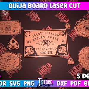Ouija Board Laser Cut Bundle, Spirit Board table laser cut, Halloween wooden spiritual board, Mystical Laser Cut Design, Withy Designs