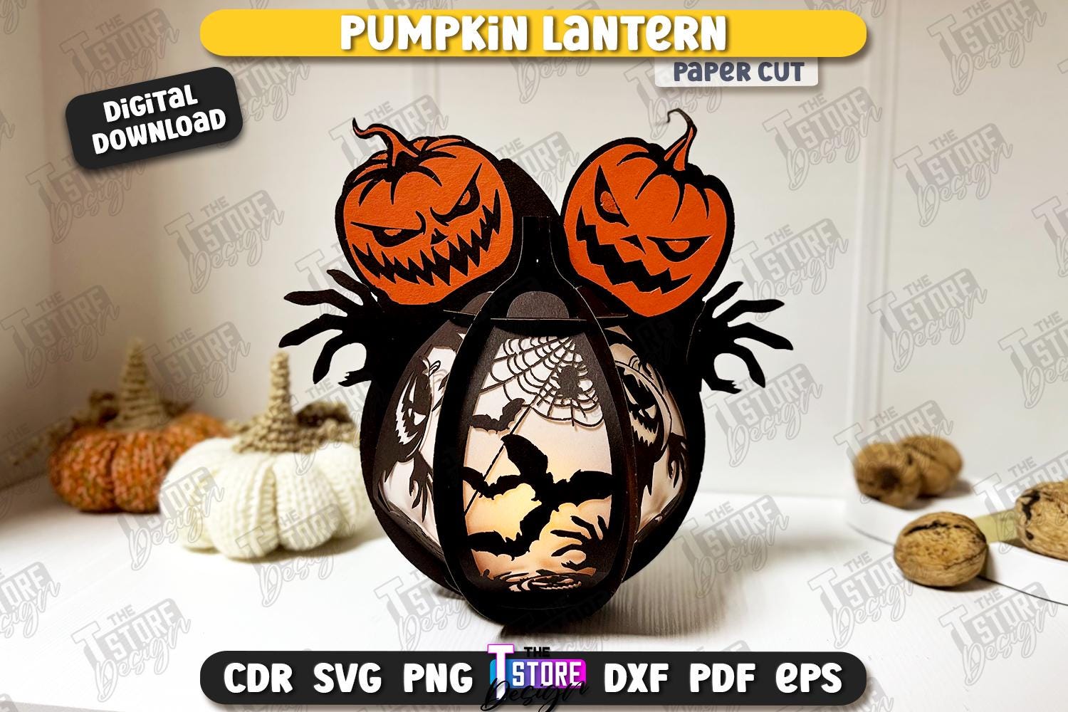 3d pumpkin scary face lantern paper cut svg, pumpkin paper lamp, Halloween lantern svg, scary light box, spooky pumpkin shadowbox paper cut