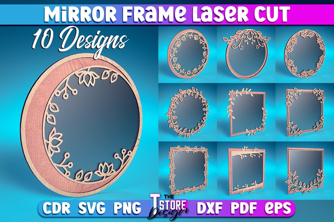 Mirror Frame Laser Cut SVG Bundle Mirror Frame Design Funny Mirror