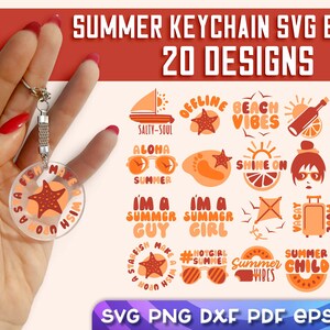 Summer Keychain SVG Bundle | Acrylic Keychain Bundle SVG