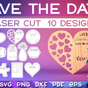 Save the Date Laser Cut Design SVG Bundle | Date SVG Design | Laser Cut Files