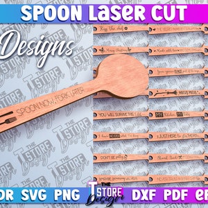 Spoon Laser Cut SVG Bundle | Spoon Engraving Quotes SVG Design | Kitchen Quotes Cut File | Home Design