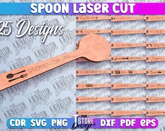 Spoon Laser Cut SVG Bundle | Spoon Engraving Quotes SVG Design | Kitchen Quotes Cut File | Home Design
