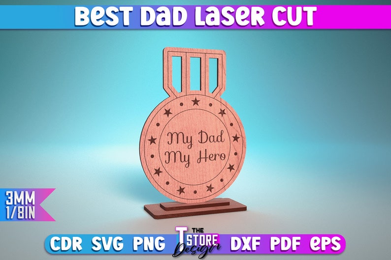 Best Dad Laser Cut SVG Bundle Award Trophy SVG Design Laser Cut Files zdjęcie 7