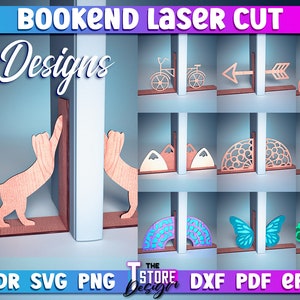 Bookend Laser Cut SVG Bundle |Book SVG Design | Laser Cut Files