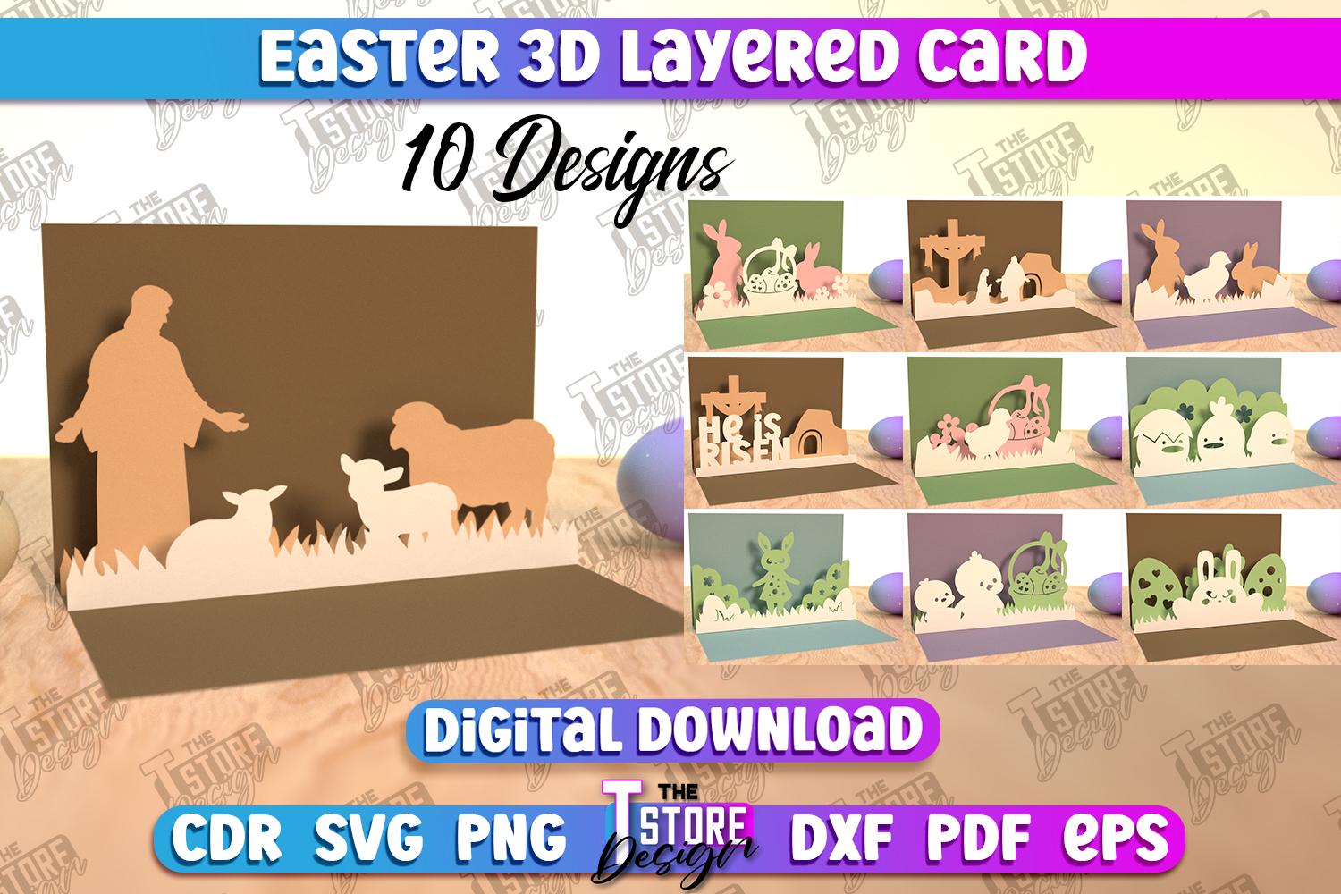 3d Easter Layered Card Svg Bundle, 3D Easter Card, Easter Layered Pop ...