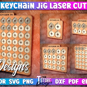 Keychain Jig Laser Cut SVG Bundle | Keychain Engraver SVG File | Wooden Keychain Engraving