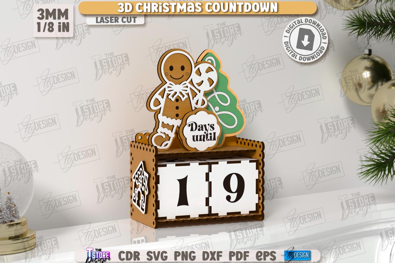 3d Christmas Countdown Laser Cut Bundle, Days Until Christmas Countdown ...