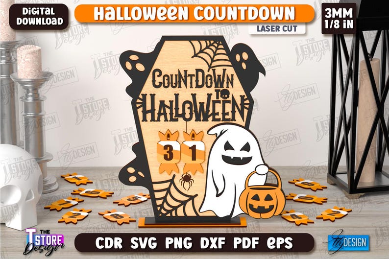 3d Halloween Countdown Laser Cut Bundle, Days Until Halloween Countdown ...