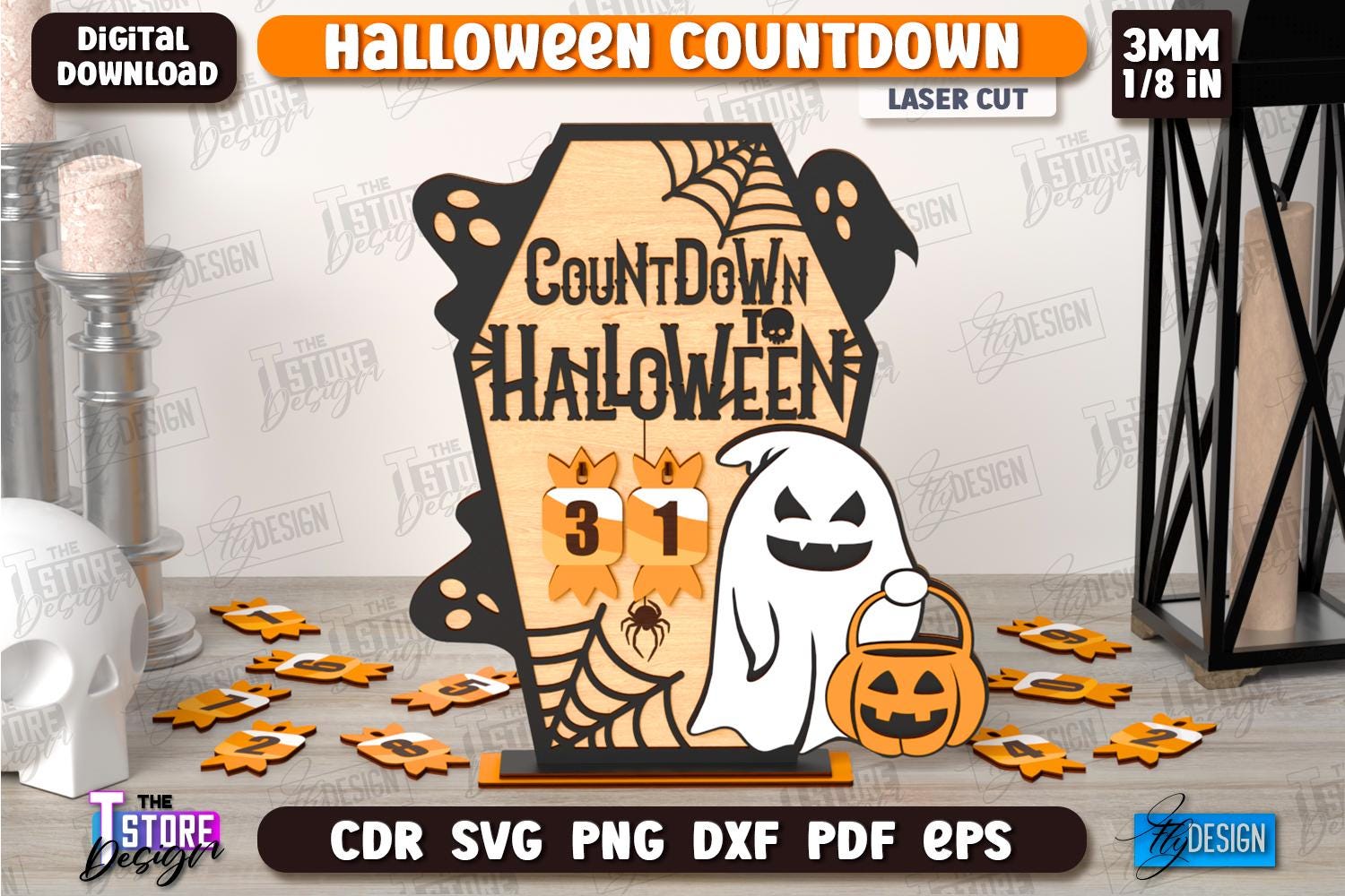 3d Halloween Countdown Laser Cut Bundle, Days Until Halloween Countdown ...