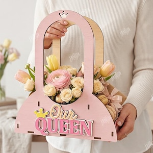 Flower Gift Box Laser Cut - Mothers Day Basket - Floral Arrangement Holder - Mom Gift Idea svg image 6