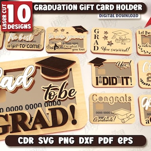 Pacote de porta-cartão de presente de formatura cortado a laser, turma de 2025 SVG, presente de formatura, porta-dinheiro de presente de formatura, porta-dinheiro de presente de madeira SVG