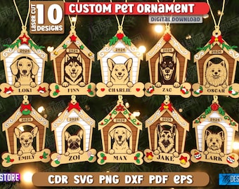 3D Haustier Ornament Laser geschnitten, personalisierbar, Haustier Ornament Laserschnitt, Weihnachtskugeln, Weihnachtsschmuck, Weihnachtsbaumschmuck, Weihnachtsbaumschmuck