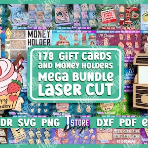 Méga lot de cartes-cadeaux et porte-monnaie découpés au laser, 178 motifs de porte-monnaie découpés au laser, tirelire motifs découpés au laser, décoration de Noël