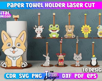Paper Towel Holder Laser Cut Bundle, Roll Paper Towel Holders, Kitchen Decor, Paper Towel Holders, Kitchen Paper Towel Holder Standing Decor