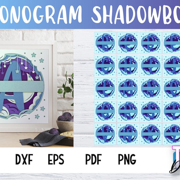 Monogram Shadow box SVG Bundle | Alphabet Monogram SVG Design | Night Shadow box Monogram Shadow box SVG Bundle | Alphabet Monogram SVG Design | Night Shadow box
