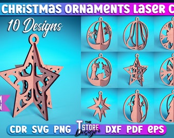 3D Christmas Ornament Laser Cut SVG Bundle | Christmas Ornament  SVG Design | Laser Cut Files